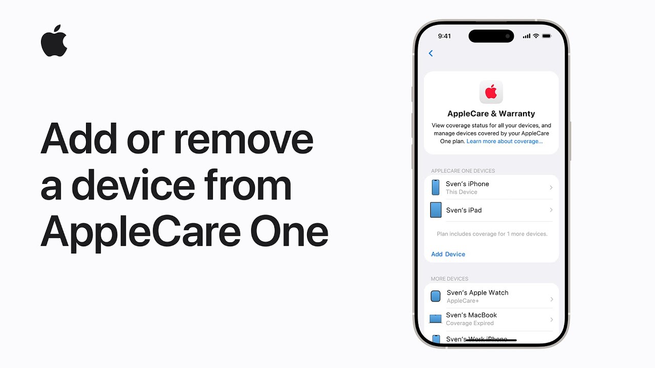 How to add or remove a device from AppleCare One | Apple Support